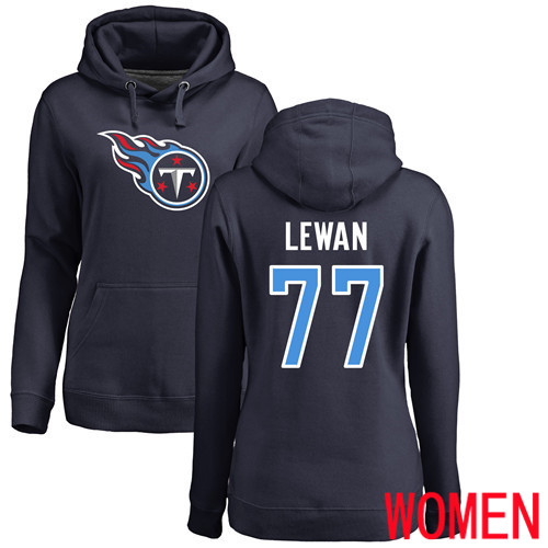 Tennessee Titans Navy Blue Women Taylor Lewan Name and Number Logo NFL Football #77 Pullover Hoodie Sweatshirts->nfl t-shirts->Sports Accessory